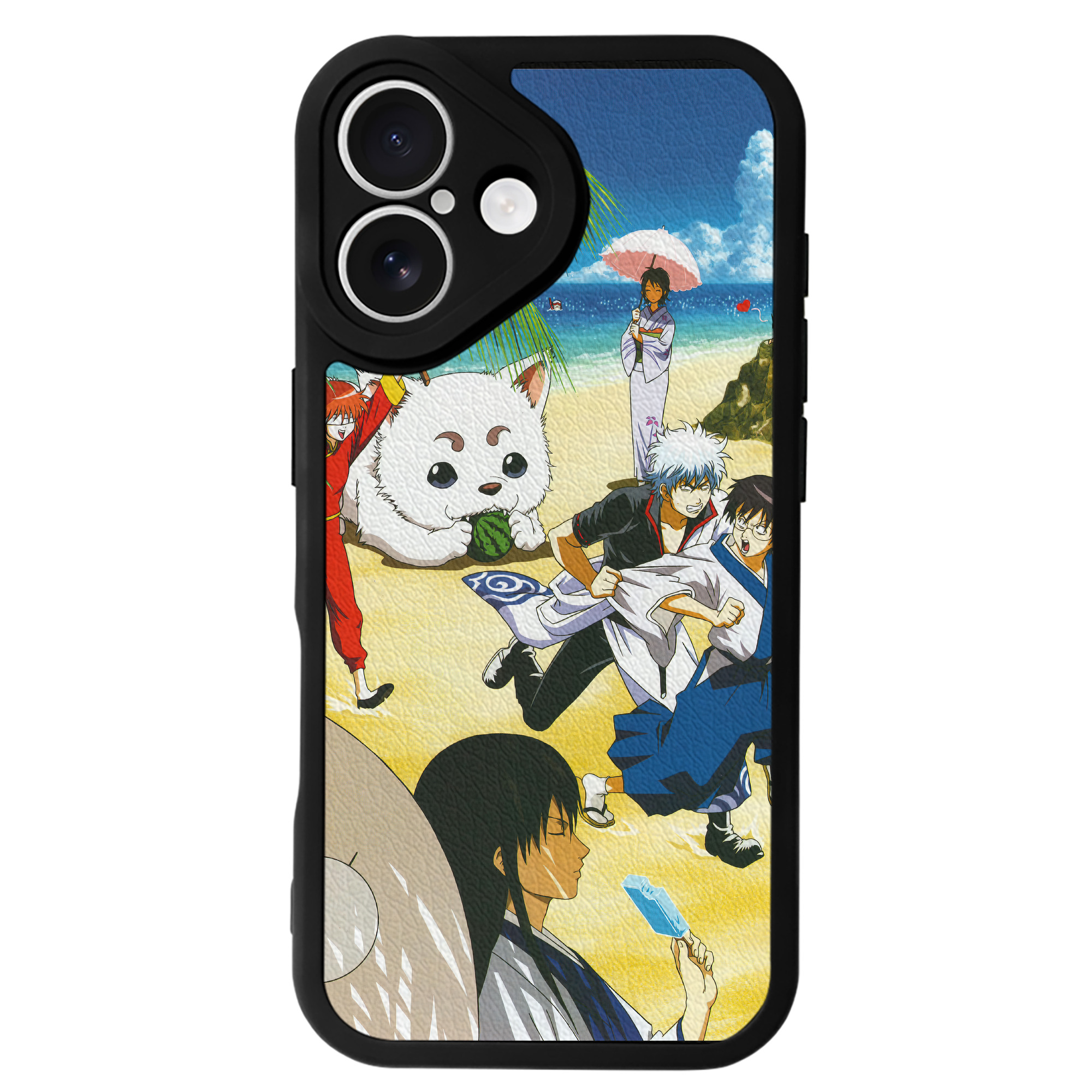 （画像用） ぎんたま 坂田銀時（さかたぎんとき） 神楽 志村新八（しむら しんぱち） GINTAMA Sakata Gintoki Kagura Shimura Shinpachi 【iPhone 16シリーズ対応】シリコンスマホケース（レザー調） 材質：シリコン